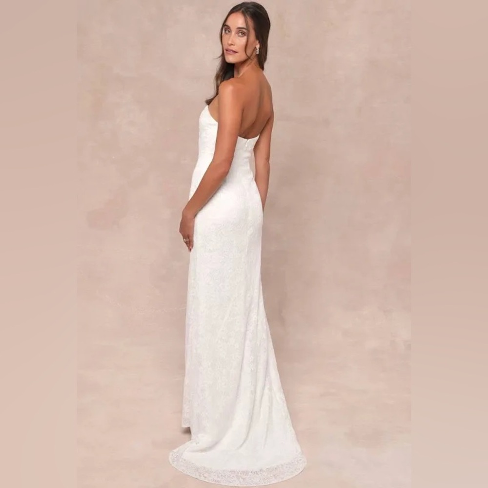 White strapless mermaid lulus dress